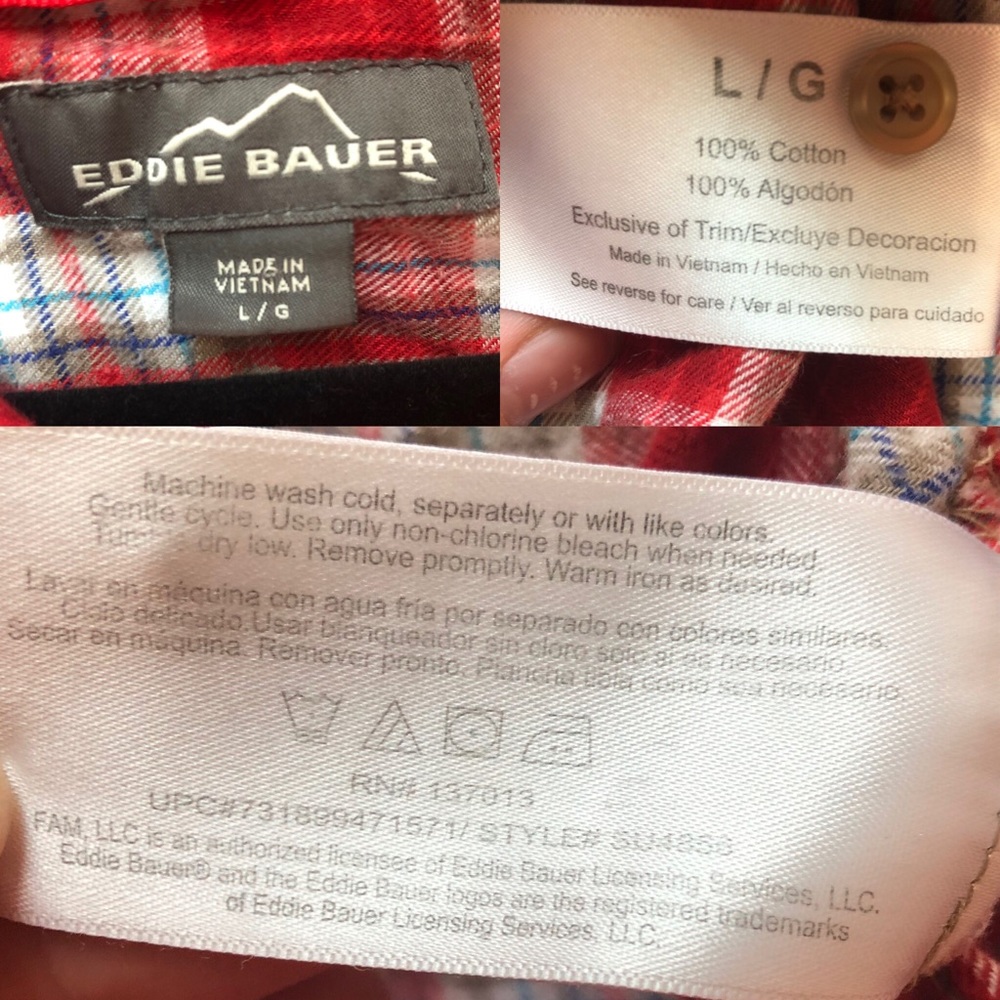 VTG Eddie Bauer Plaid Flannel Button Down NWT Lg - Picture 8 of 8